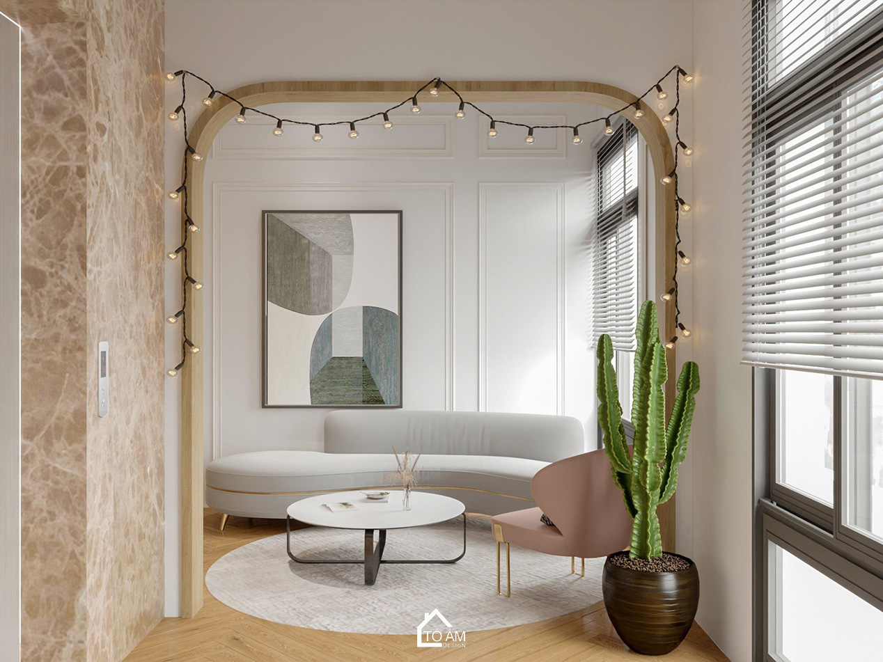 3D nội thất nhà phố 4 tầng Vinhome Imperia Hải Phòng – phòng sinh hoạt chung siêu chill