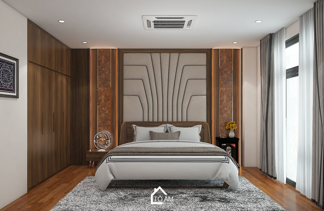 3D nội thất nhà phố Vinhome Imperia – phòng ngủ người già tiện nghi, sang trọng