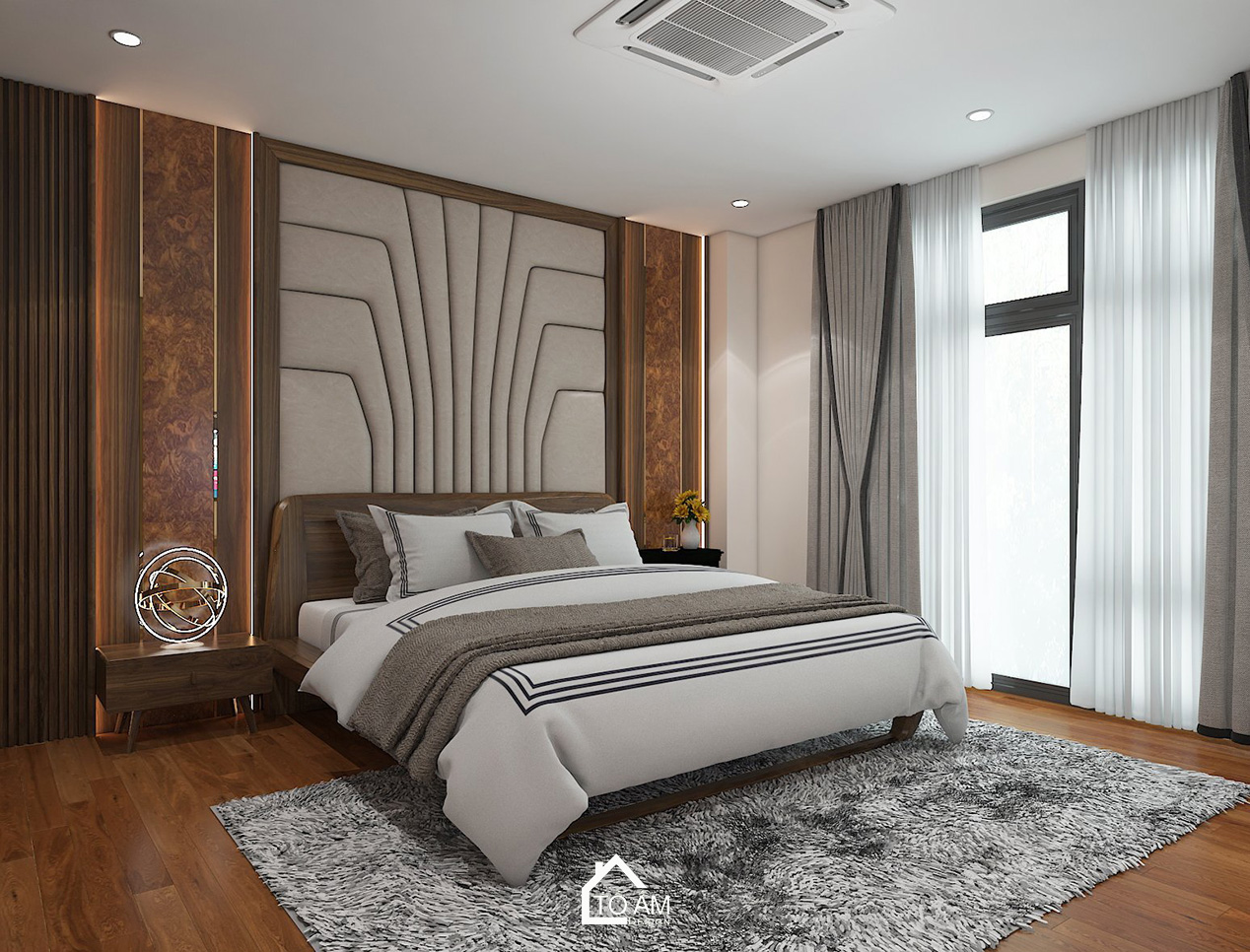 3D nội thất nhà phố Vinhome Imperia – phòng ngủ người già tiện nghi, sang trọng