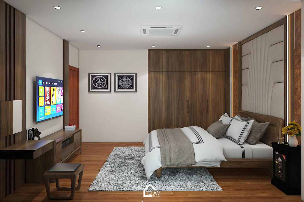 3D nội thất nhà phố Vinhome Imperia – phòng ngủ người già tiện nghi, sang trọng