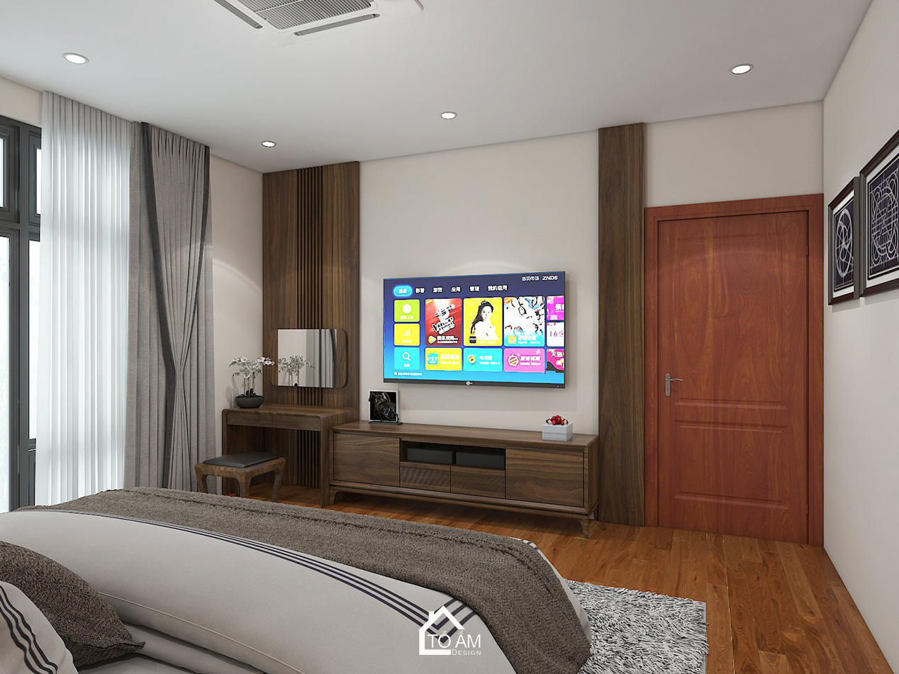 3D nội thất nhà phố Vinhome Imperia – phòng ngủ người già tiện nghi, sang trọng