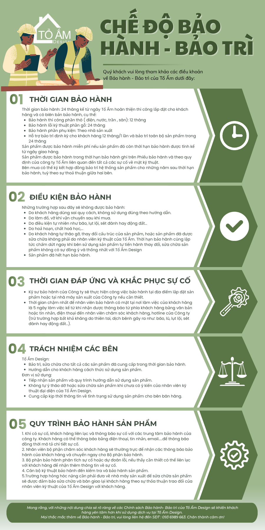 Chế độ bảo hành bảo trì của Tổ Ấm Design