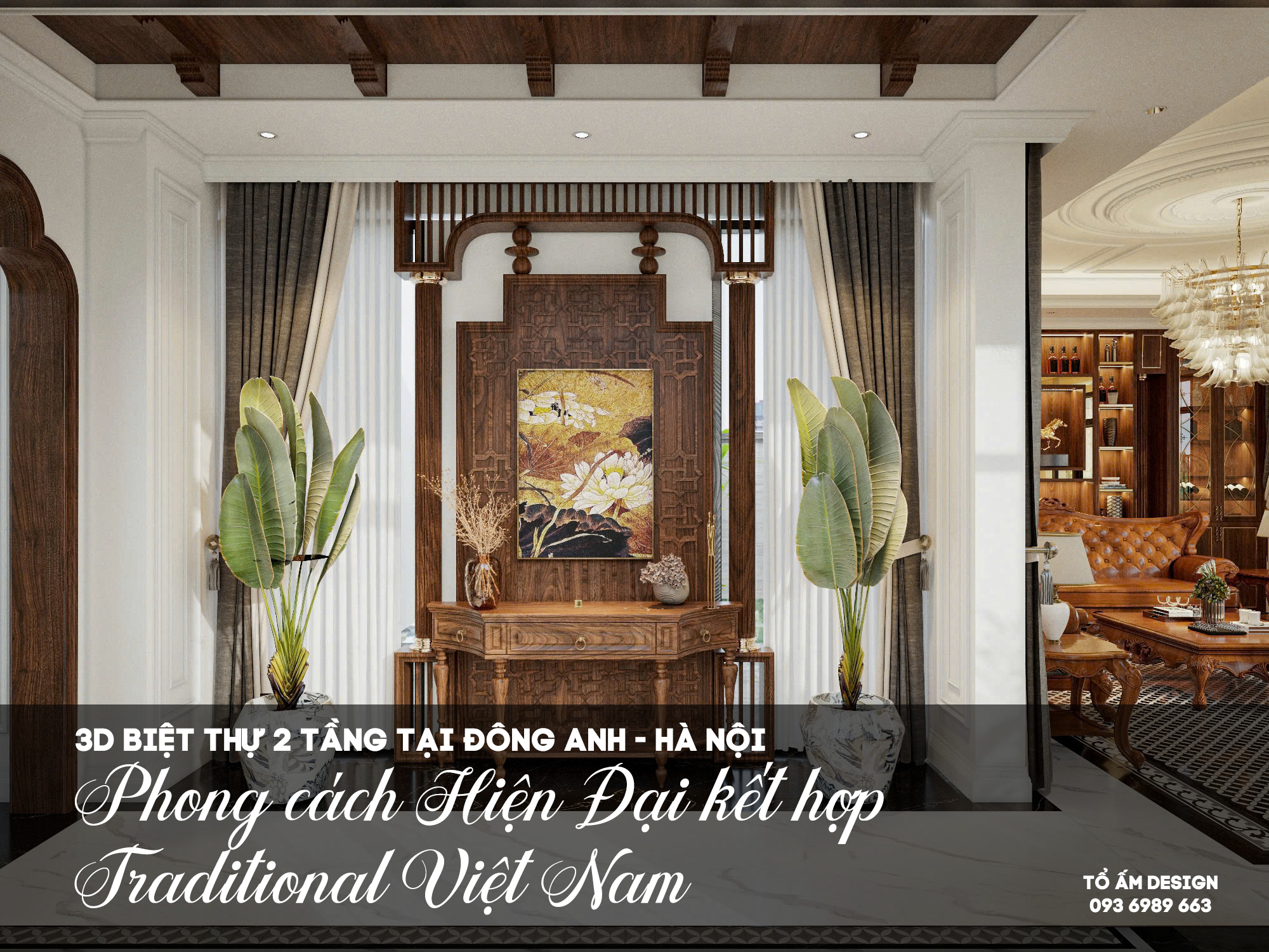 Thiết kế 3D Biệt thự 2 tầng tại Đông Anh | Giao thoa giữa truyền thống & hiện đại