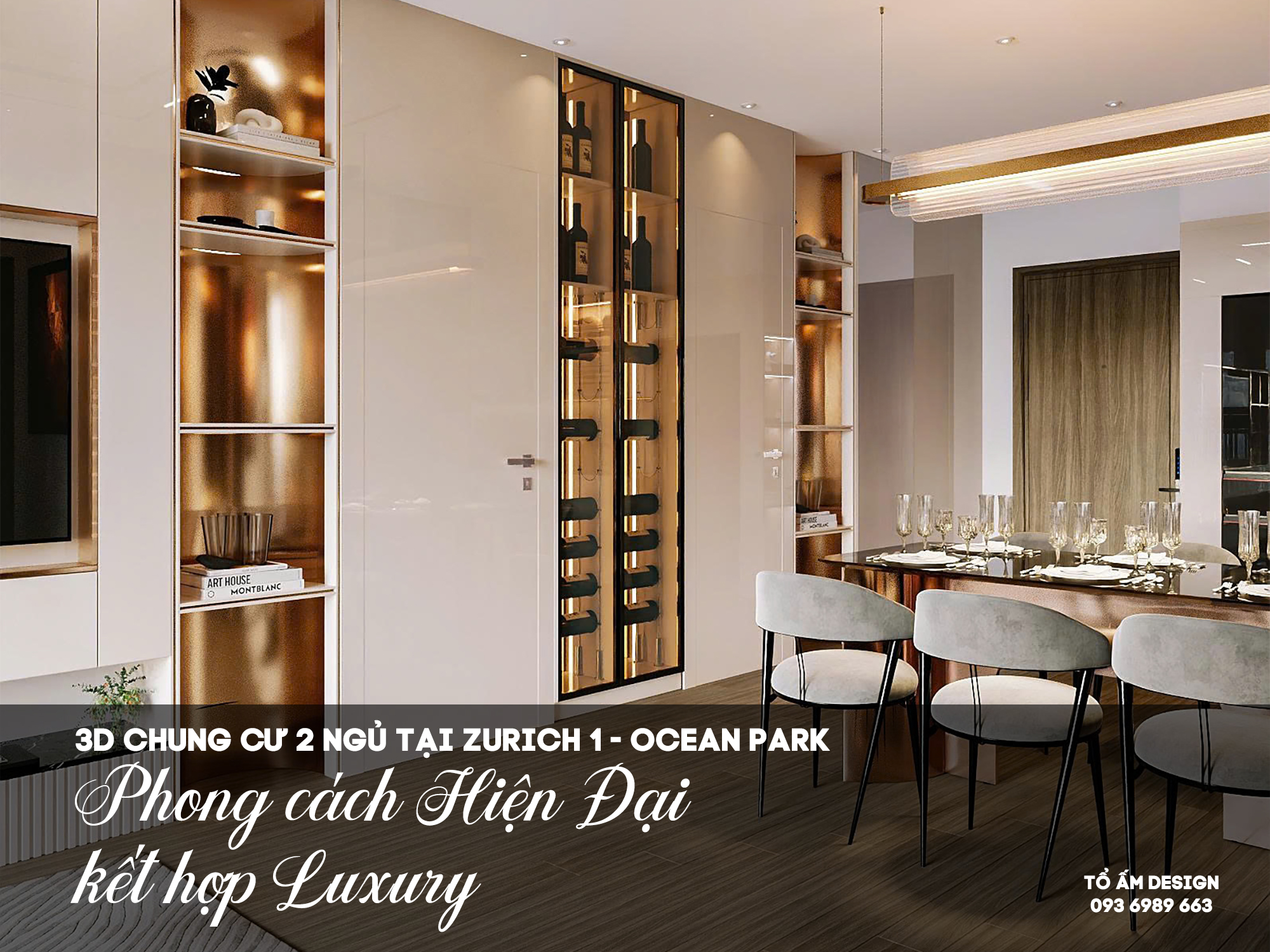 Thiết kế 3D chung cư 2 ngủ có phòng làm việc Ocean Park | Sang trọng, tinh tế và đầy chữa lành