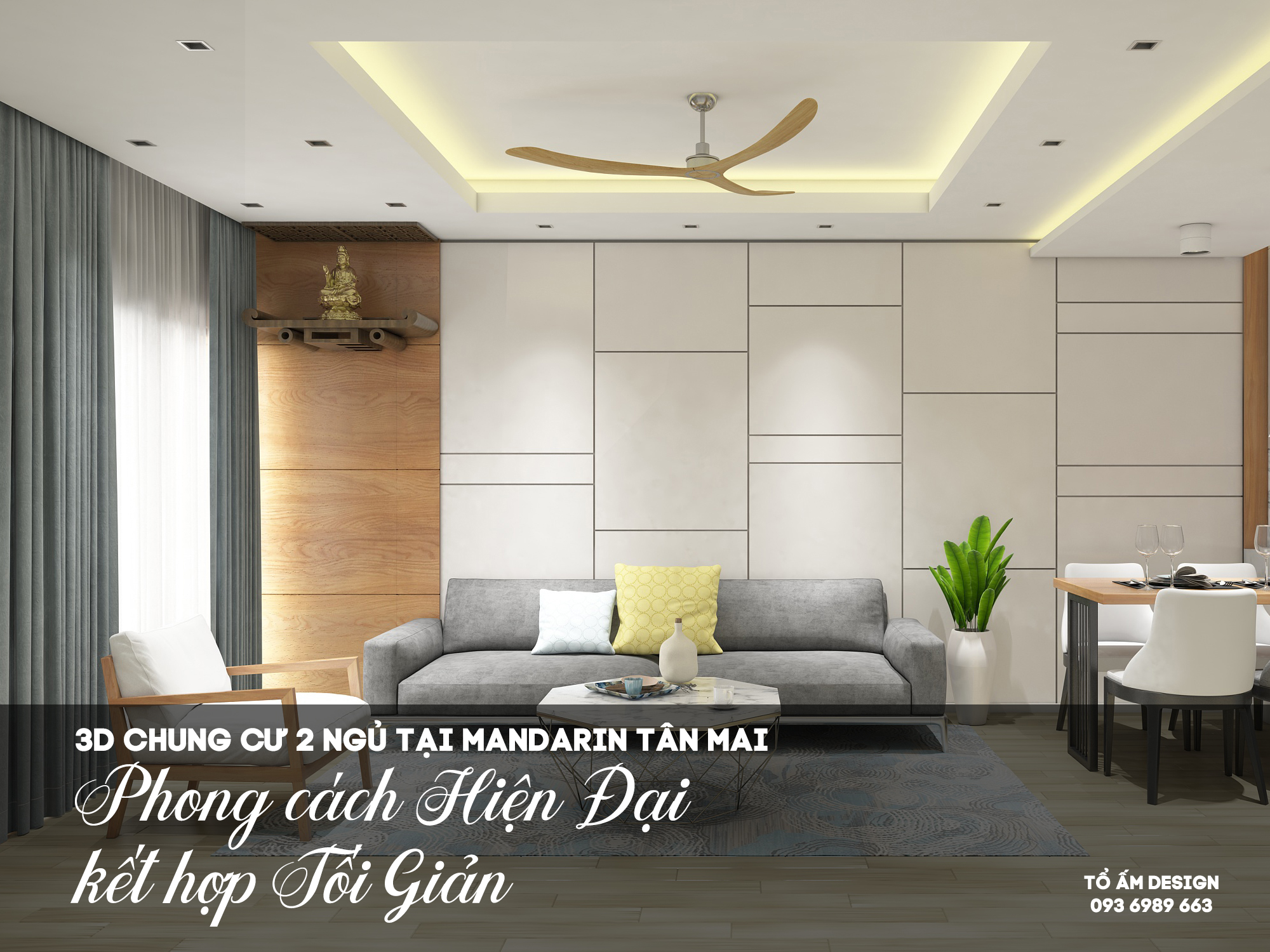Thiết Kế 3D Chung Cư 2 Ngủ Hoàng Mai | Không Gian Hiện Đại, Tối Giản và Bình Yên