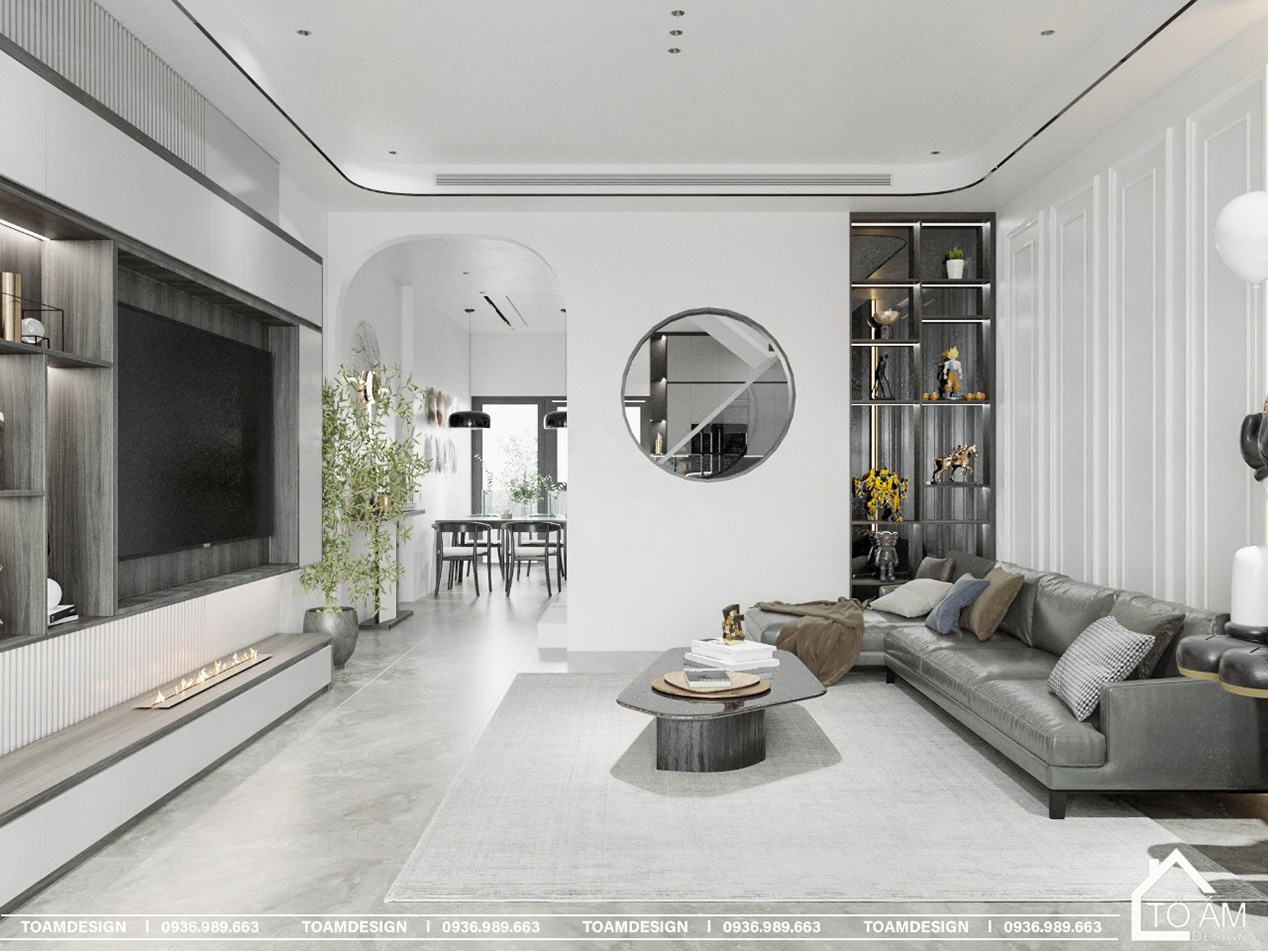 Phòng khách nhà phố 4 tầng hiện đại Lạng Sơn – Tổ Ấm Design
