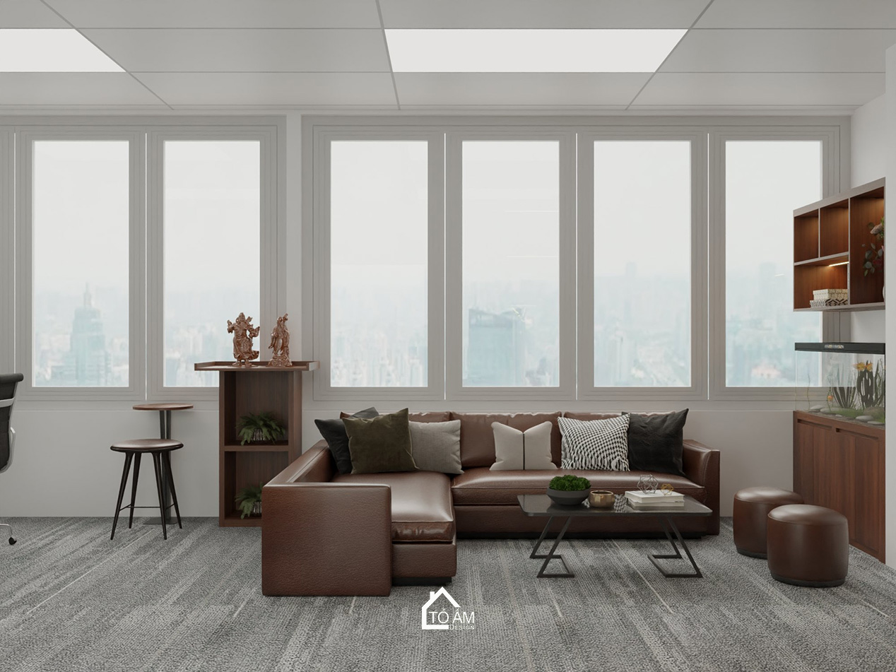 Thiết kế 3D văn phòng Giám đốc VNPT – Không gian lãnh đạo chuẩn hiện đại & đậm dấu ấn tinh tế - Tổ Ấm Design