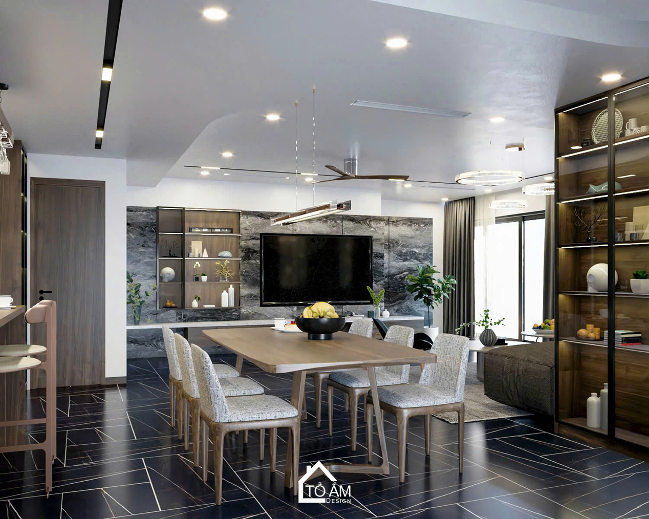 Không gian bếp sang trọng và tiện nghi – Thiết kế 3D chung cư 2 ngủ Ciputra - Tổ Ấm Design