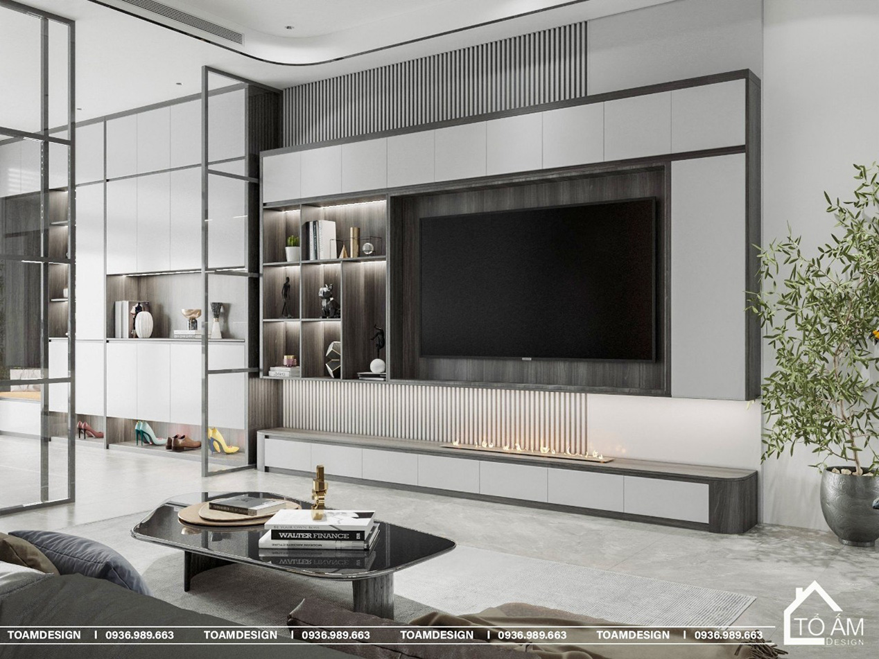 Phòng khách nhà phố 4 tầng hiện đại Lạng Sơn – Tổ Ấm Design