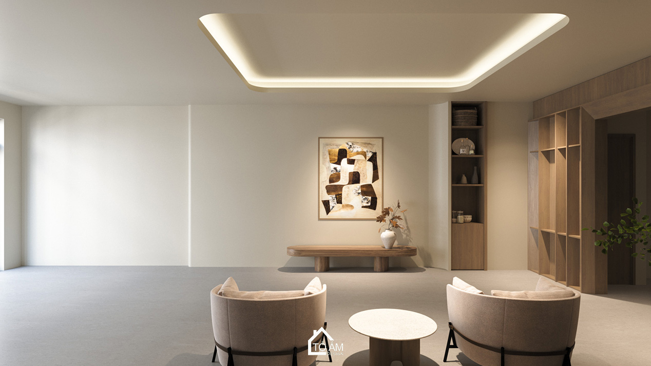 Tầng 1 - Khu để xe của nhà phố Wabisabi 7 tầng tại Hà Đông - Tổ Ấm Design