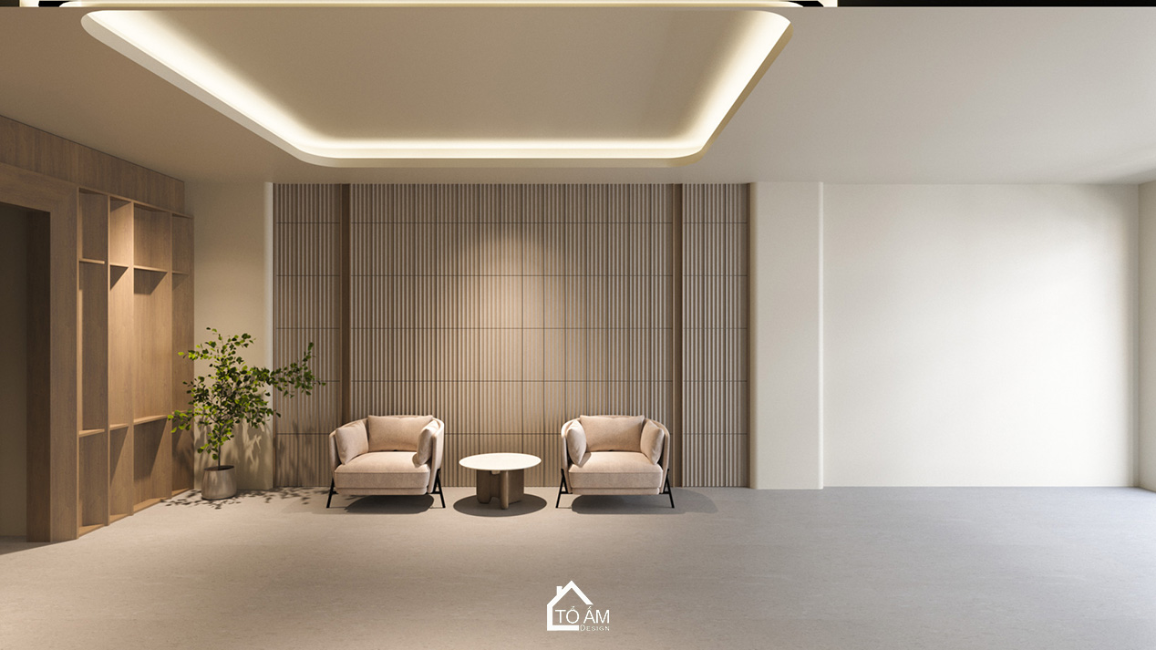 Tầng 1 - Khu để xe của nhà phố Wabisabi 7 tầng tại Hà Đông - Tổ Ấm Design