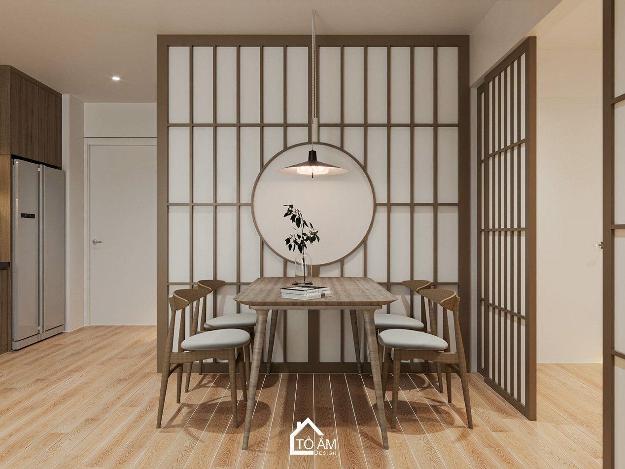 Thiết kế 3D phòng bếp tối giản, tiện nghi phong cách Nhật Eco Park - Thiết kế 3D chung cư 2 ngủ kiểu Nhật Eco Park - Tổ Ấm Design