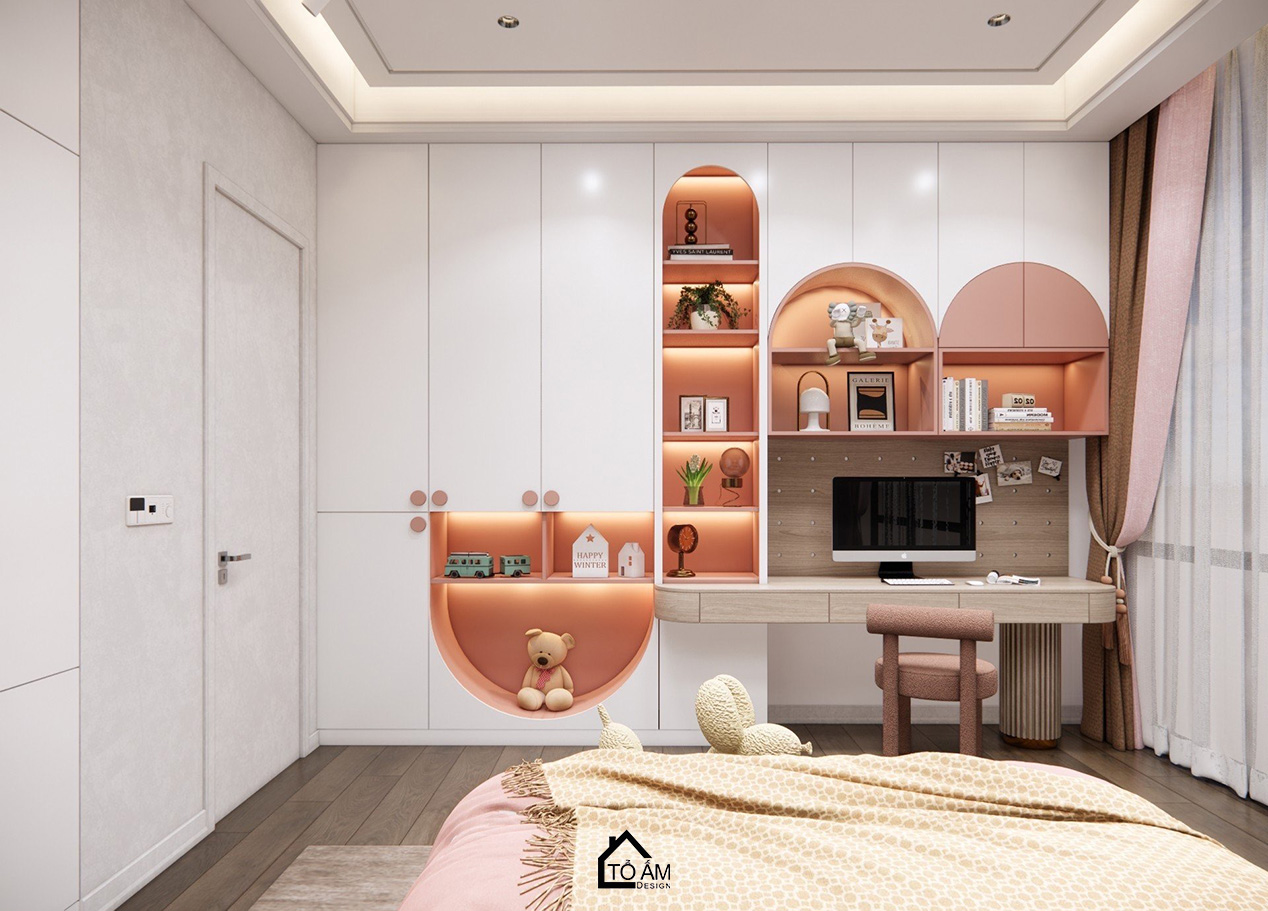 Phòng ngủ con gái pastel nhẹ nhàng, tràn đầy năng lượng của nhà phố Wabisabi Hà Đông – Tổ Ấm Design