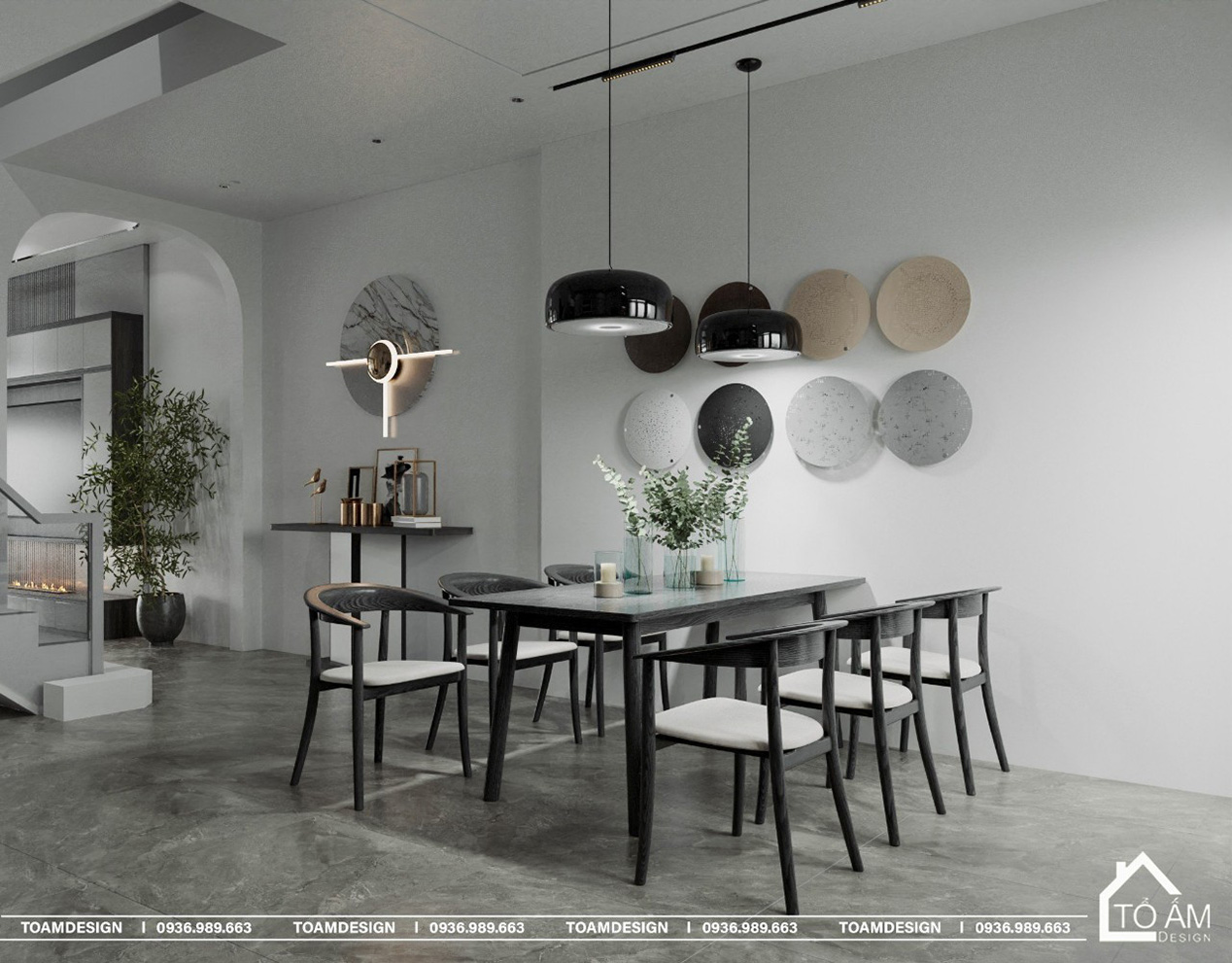 Phòng bếp sang trọng trong thiết kế 3D nhà phố 4 tầng Lạng Sơn - Tổ Ấm Design