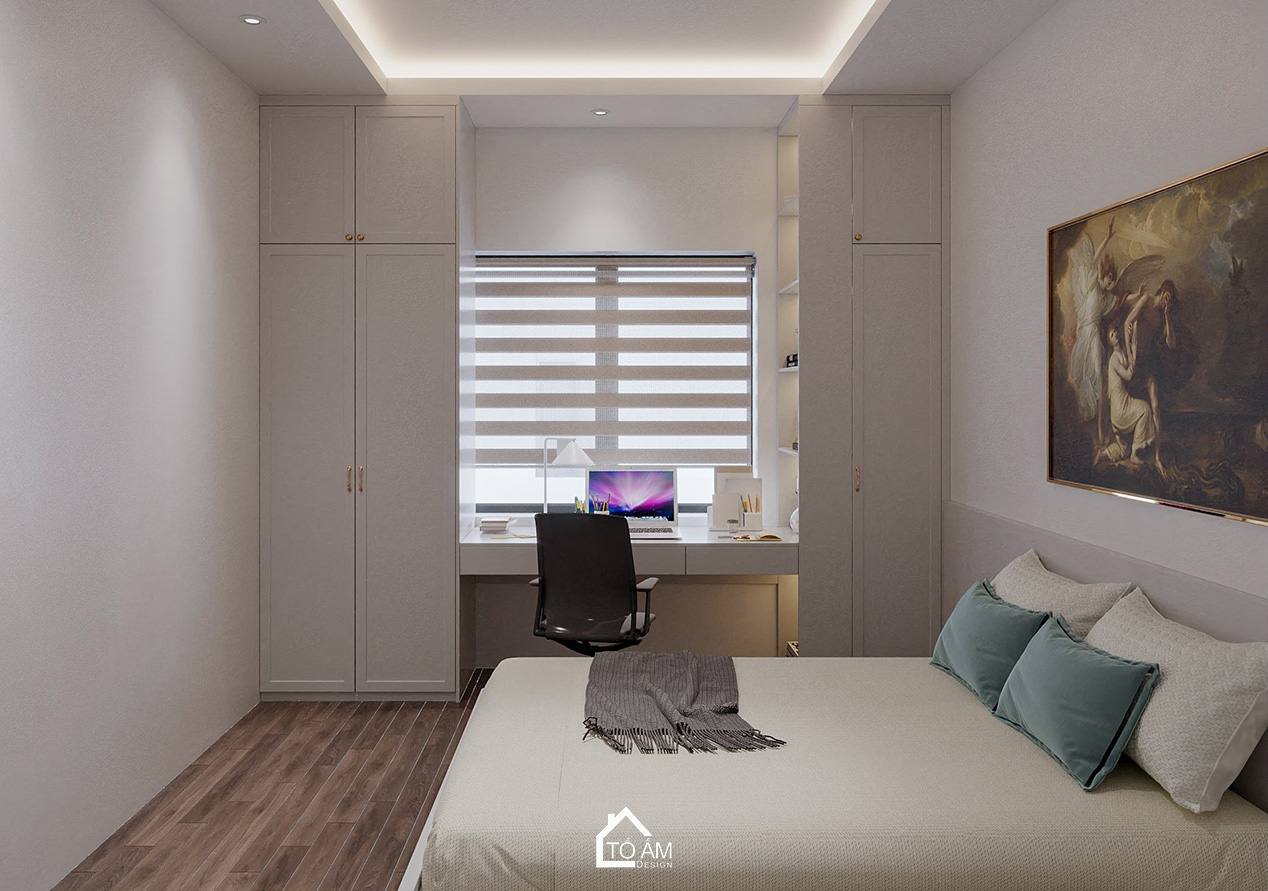 Thiết kế 3D phòng ngủ master Neo-classic với ánh sáng tự nhiên và nội thất tinh tế - Tổ Ấm Design