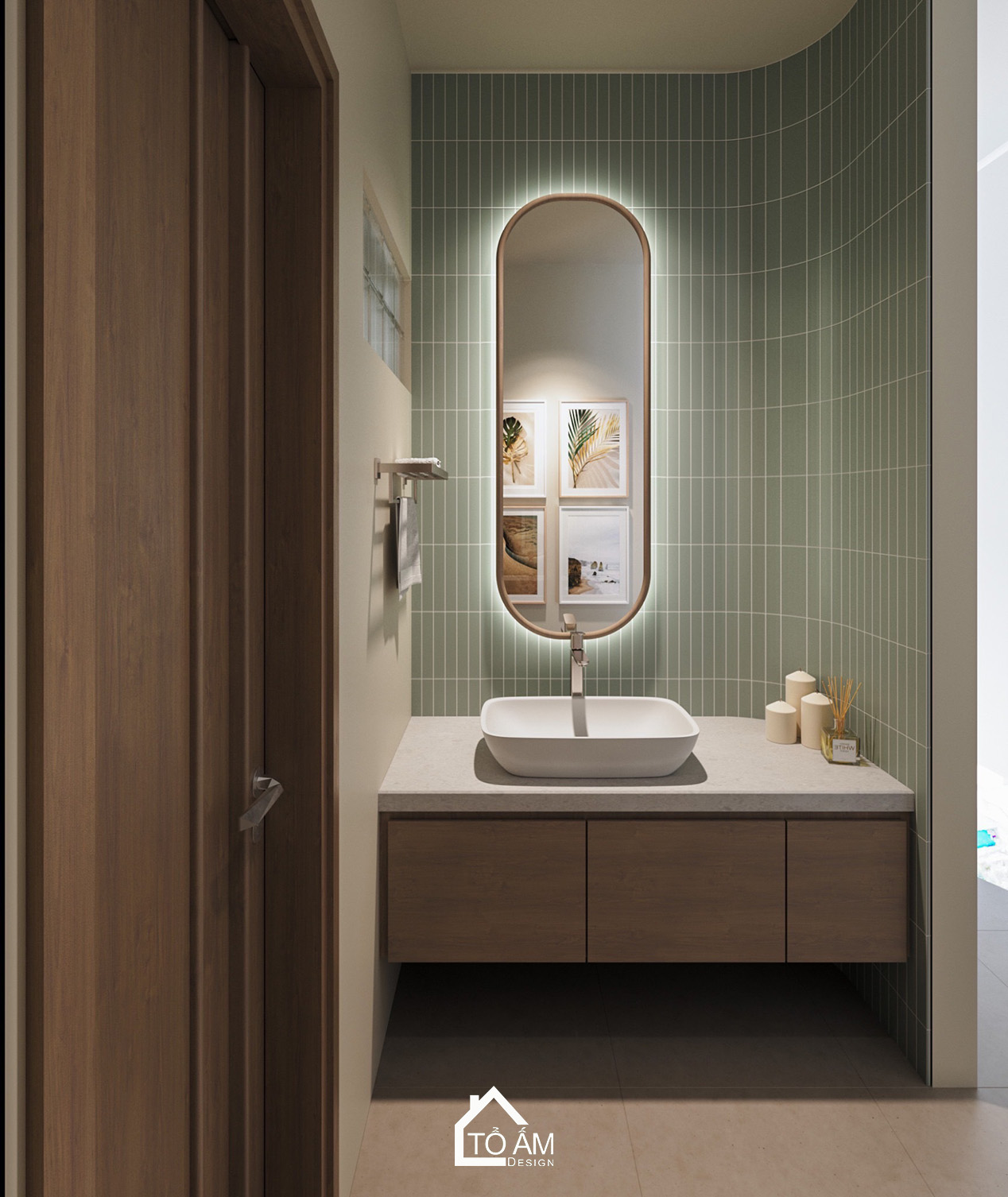 Phòng WC của phòng ngủ con gái pastel nhẹ nhàng, tràn đầy năng lượng của nhà phố Wabisabi Hà Đông – Tổ Ấm Design