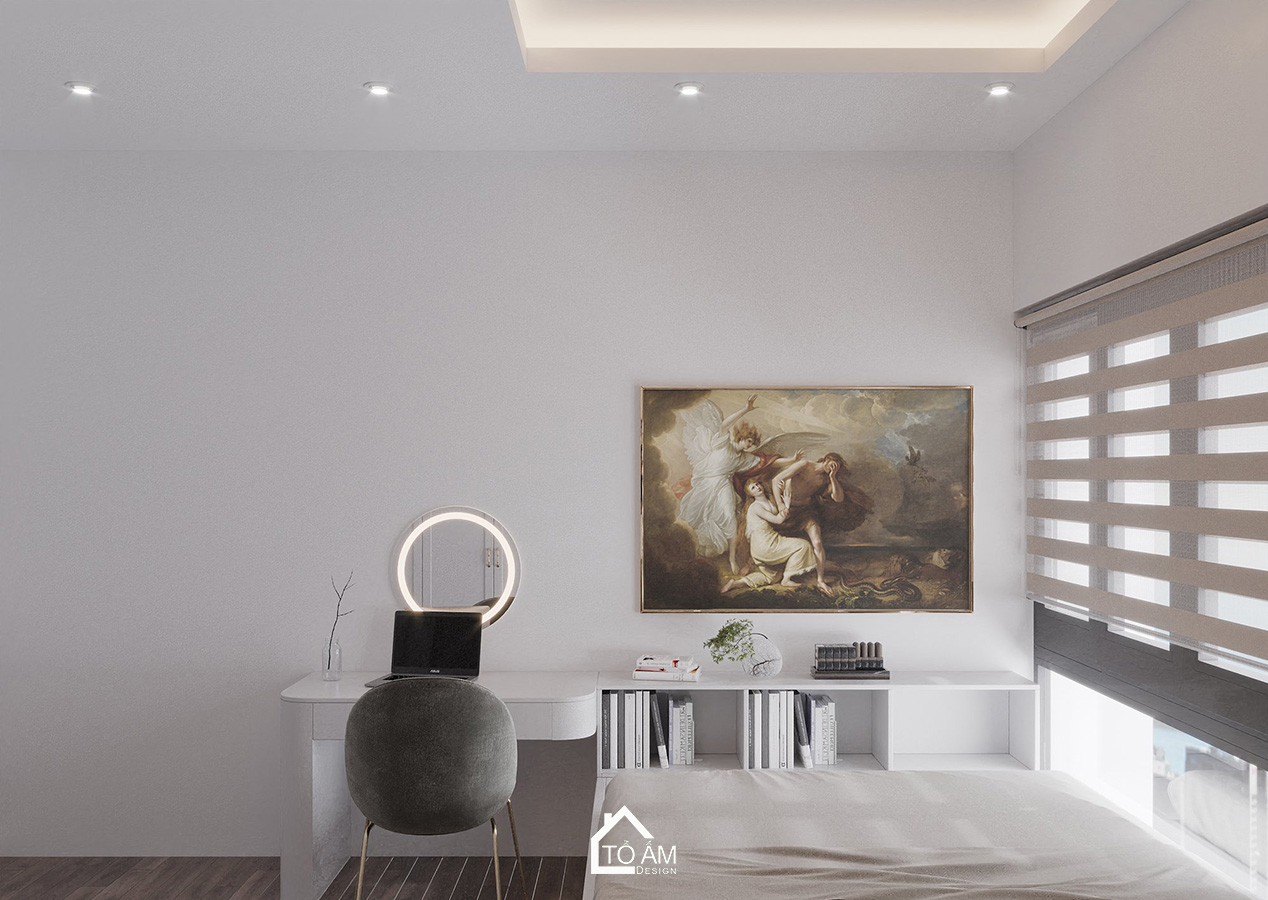 Thiết kế 3D phòng ngủ con gái 1 Neo-classic nhẹ nhàng tinh tế - Tổ Ấm Design