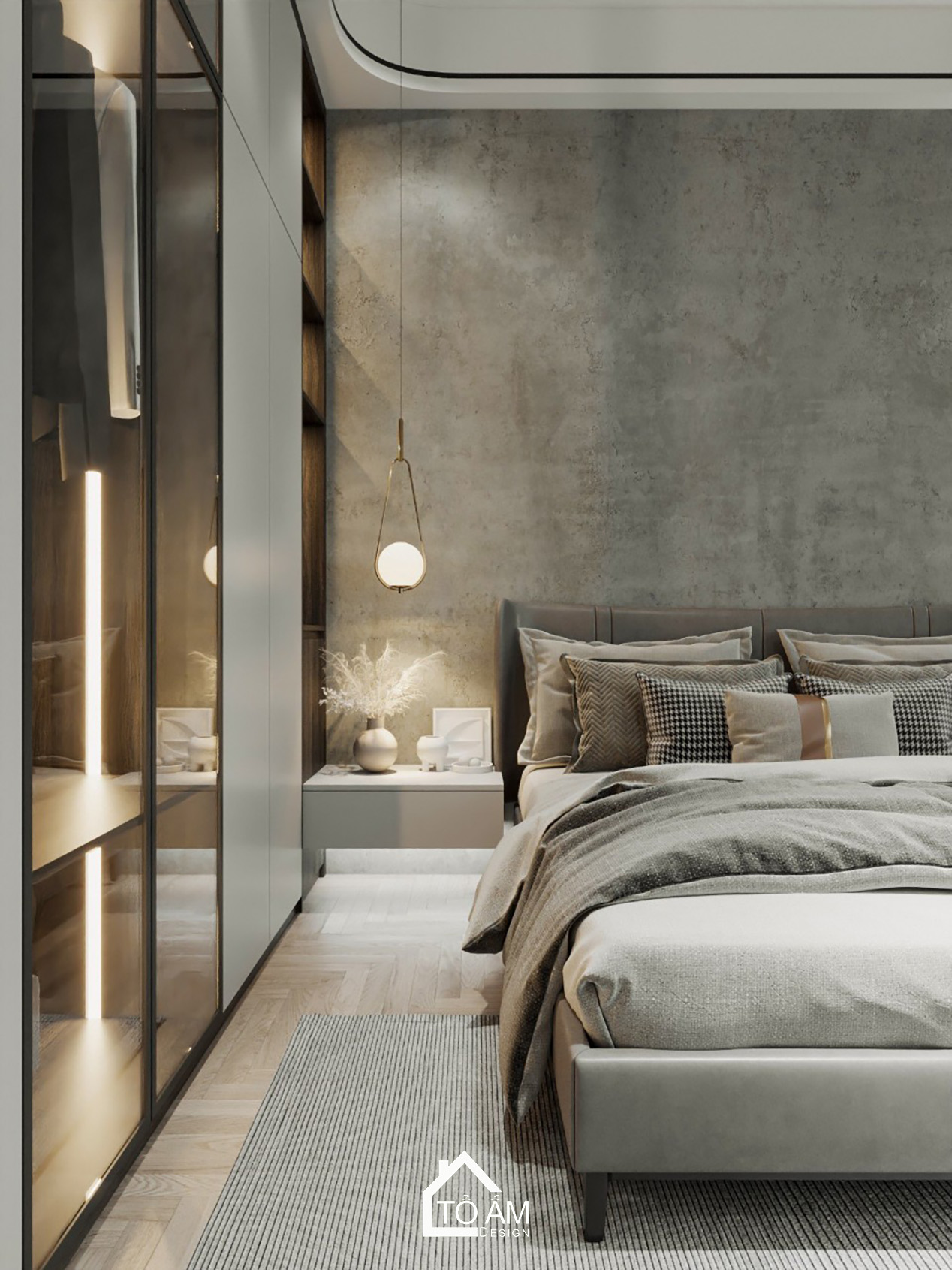 Phòng ngủ master phong cách Rustic hiện đại – Tổ Ấm Design