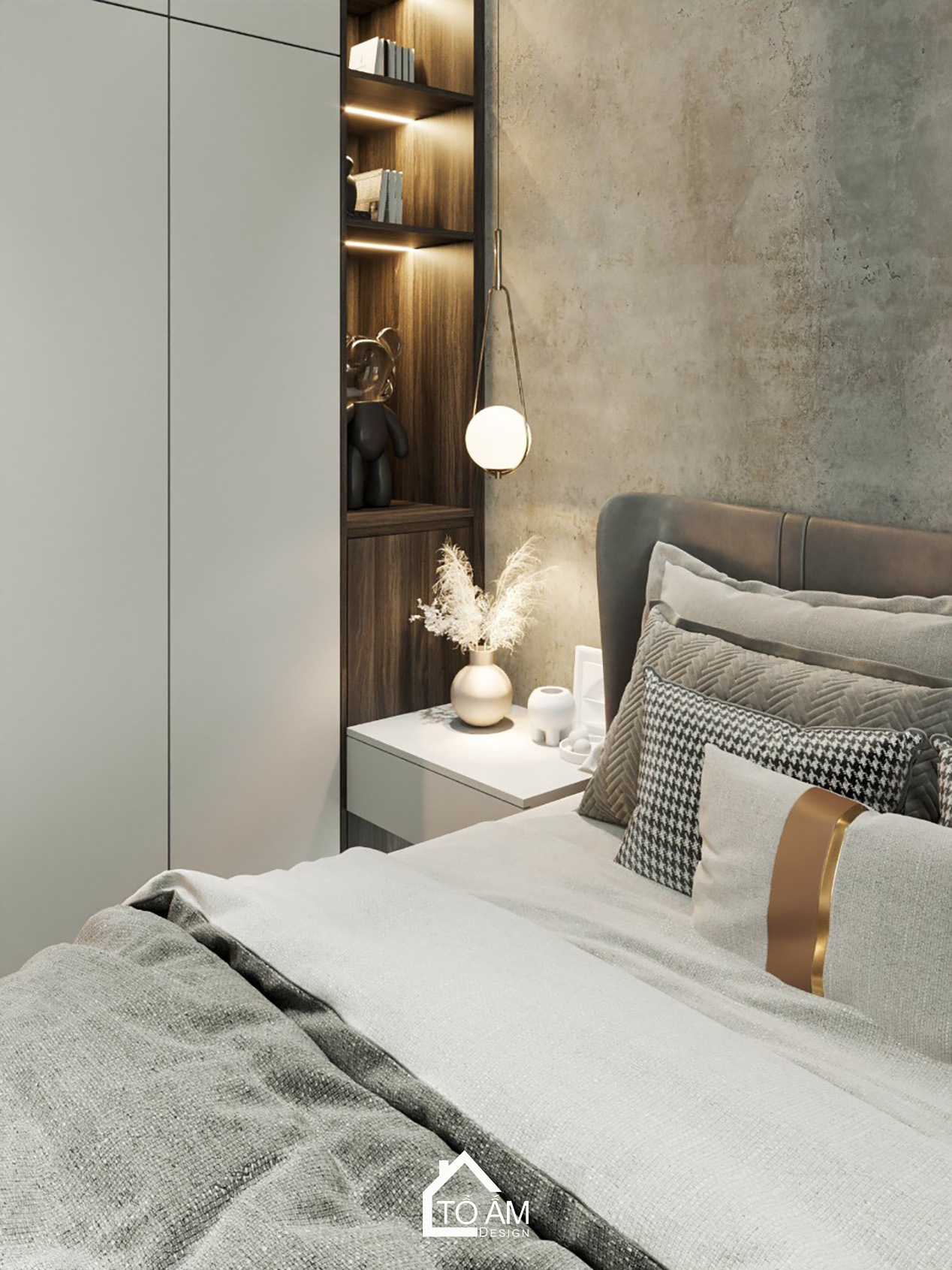 Phòng ngủ master phong cách Rustic hiện đại – Tổ Ấm Design