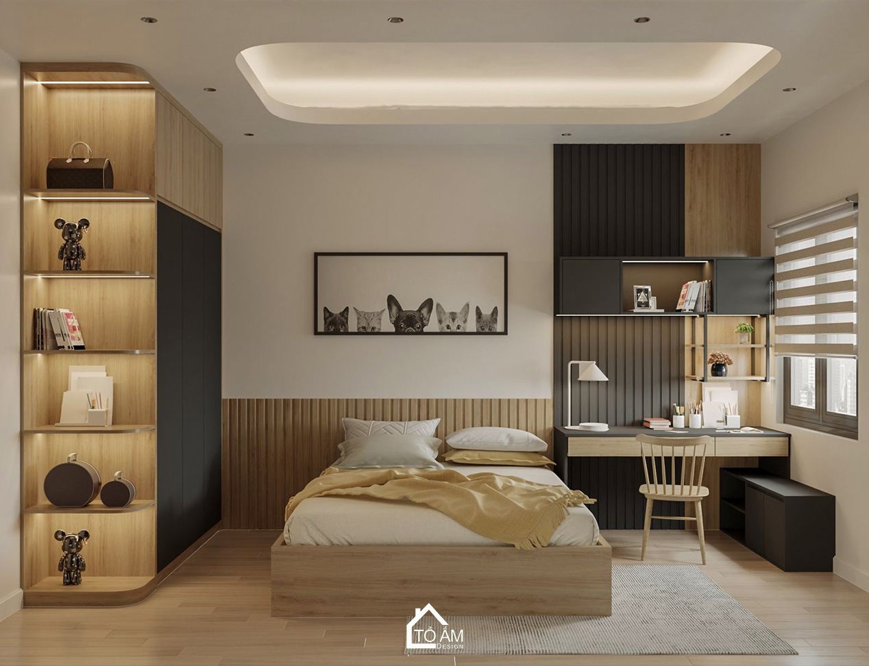 Phòng ngủ con lớn nhà phố 2 tầng hiện đại Hải Phòng – Tổ Ấm Design