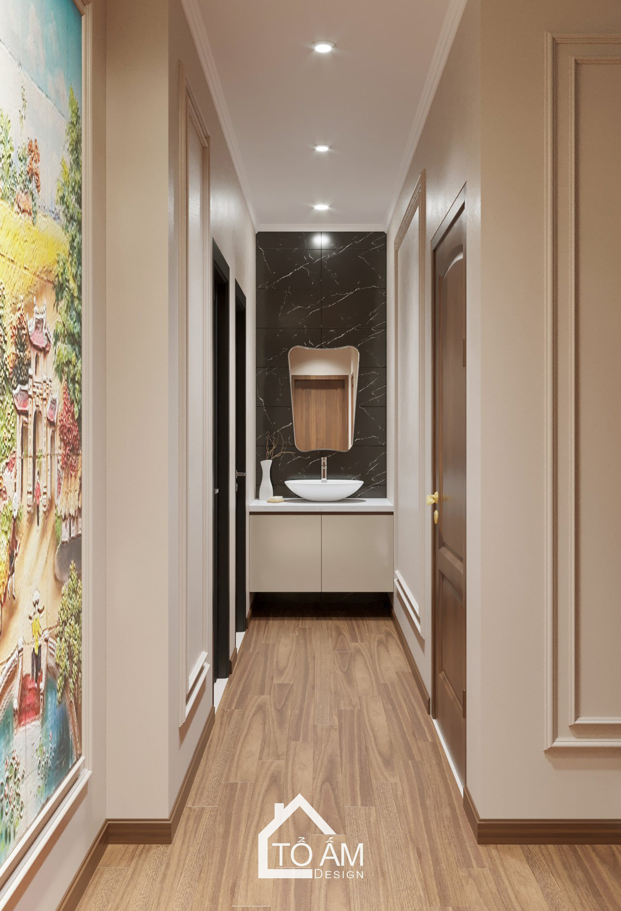 Sảnh tầng phong cách Art Décor nhà phố Yên Nghĩa - Tổ Ấm Design