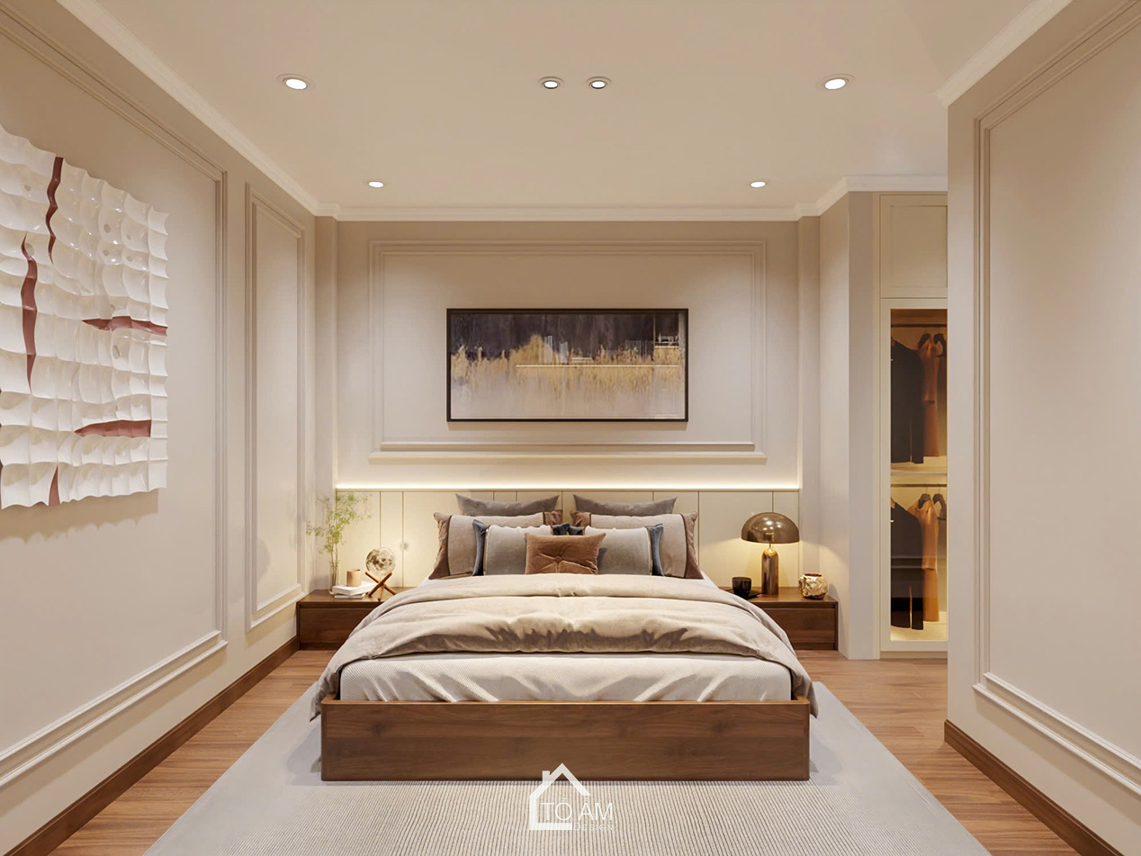 Phòng ngủ con gái nhẹ nhàng, tinh tế – Thiết kế 3D nhà phố Art Décor Yên Nghĩa - Tổ Ấm Design 