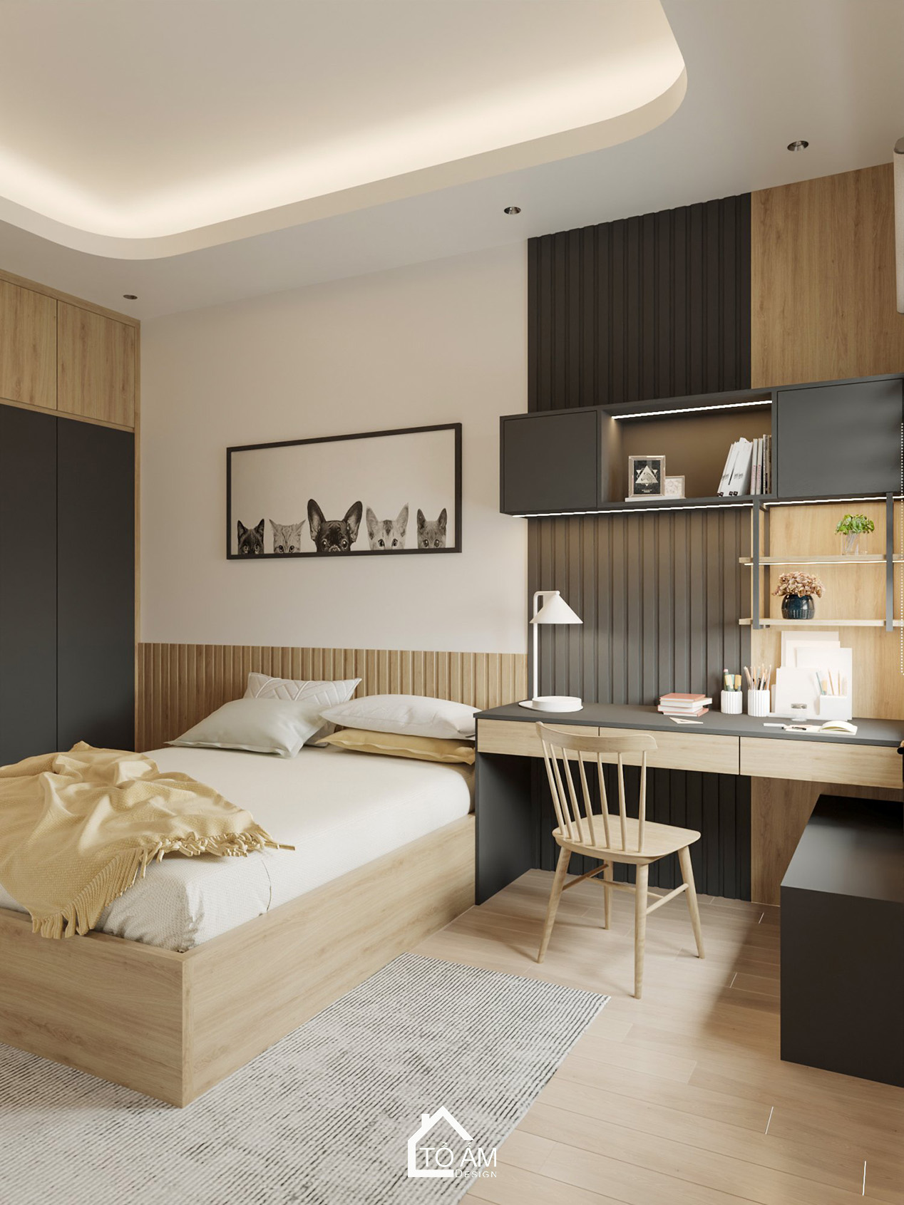 Phòng ngủ con lớn nhà phố 2 tầng hiện đại Hải Phòng – Tổ Ấm Design