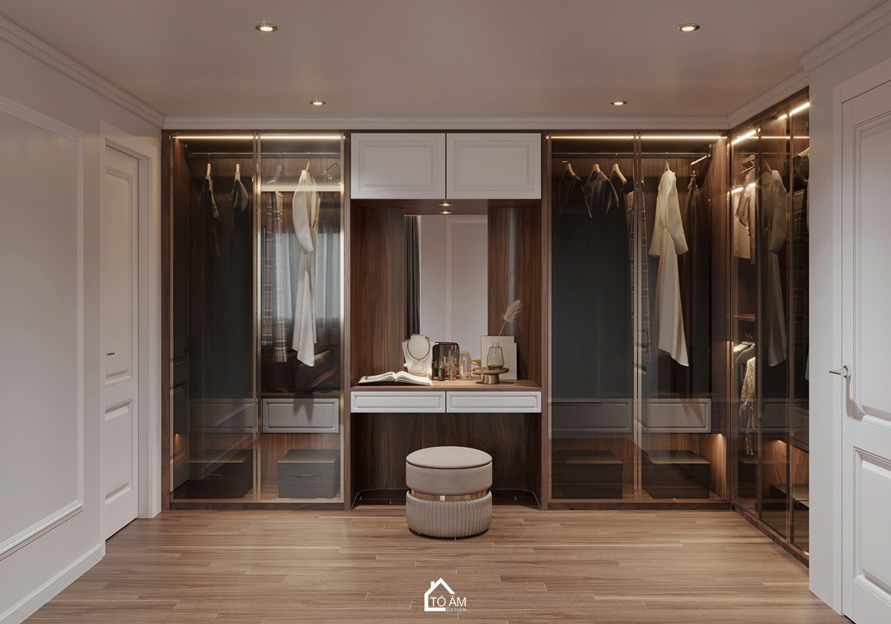Phòng ngủ master chung cư sang trọng, ấm cùng và đầy đủ tiện nghi - Thiết kế 3D chung cư 4 ngủ Mulberry Land - Tổ Ấm Design