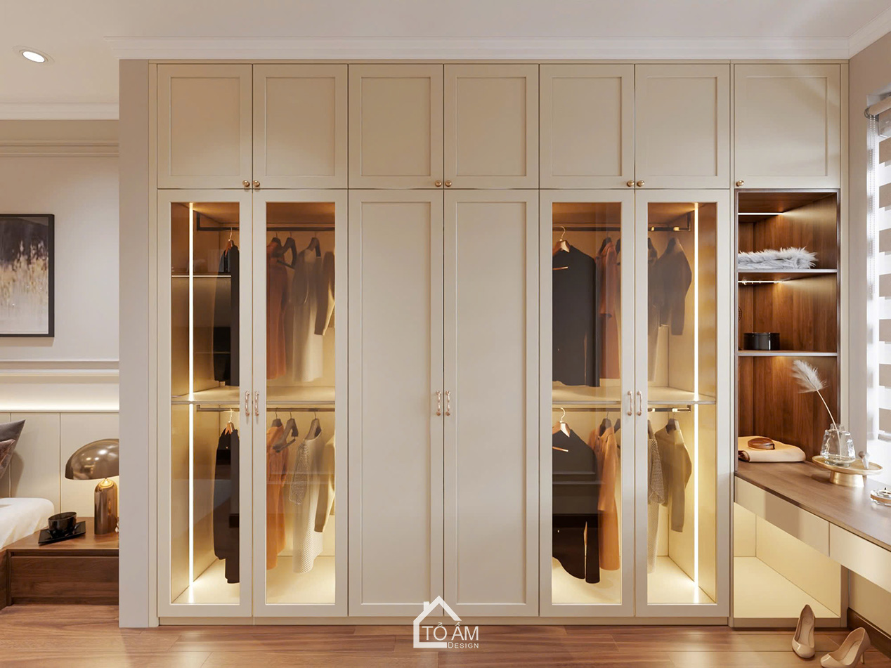 Phòng ngủ con gái nhẹ nhàng, tinh tế – Thiết kế 3D nhà phố Art Décor Yên Nghĩa - Tổ Ấm Design 