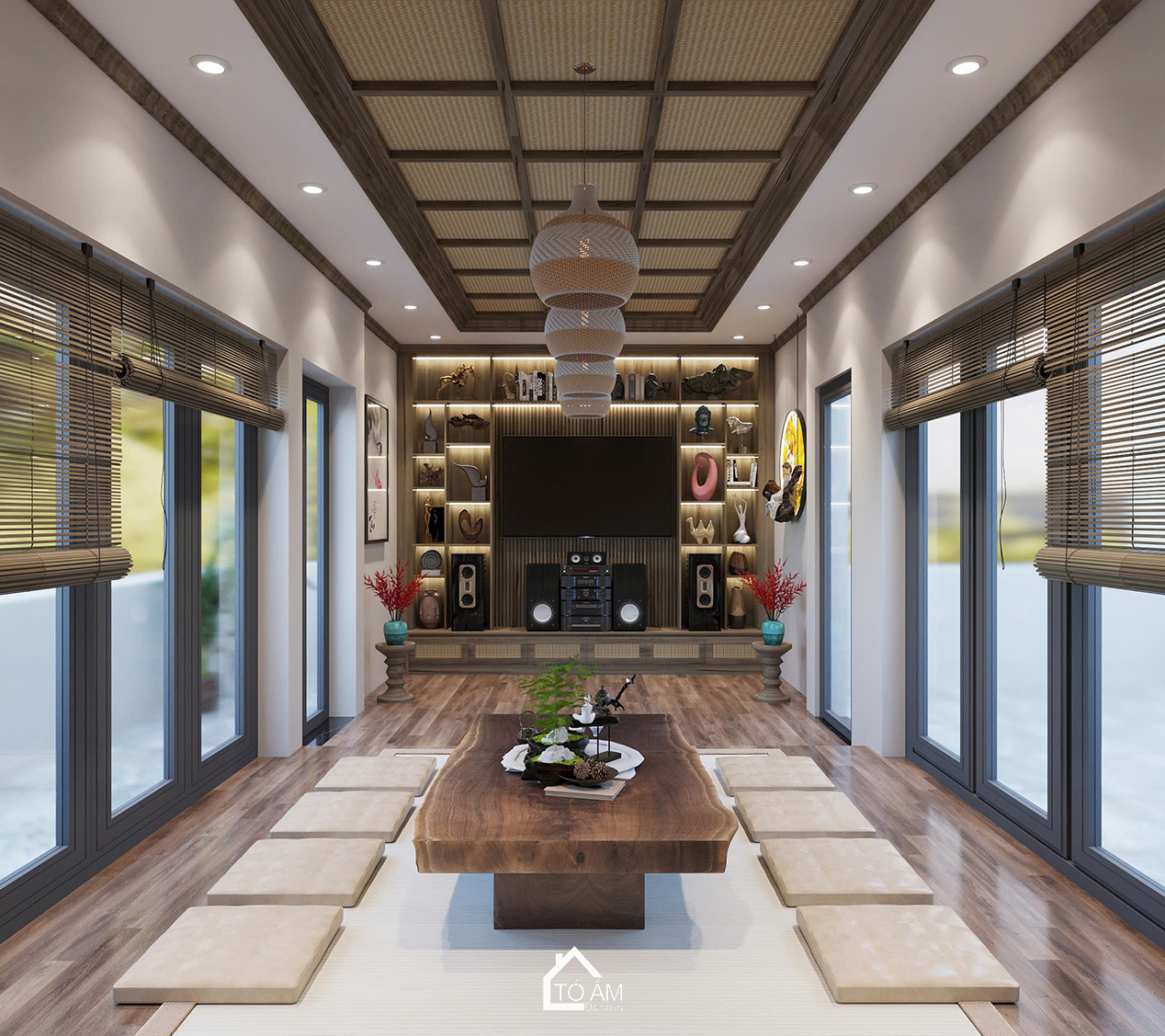 Phòng thưởng trà yên bình, sang trọng – Thiết kế 3D nhà phố Art Décor Yên Nghĩa - Tổ Ấm Design 