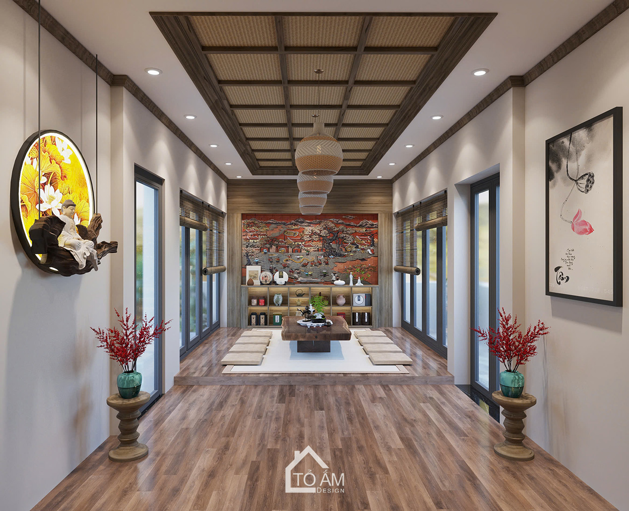 Phòng thưởng trà yên bình, sang trọng – Thiết kế 3D nhà phố Art Décor Yên Nghĩa - Tổ Ấm Design 