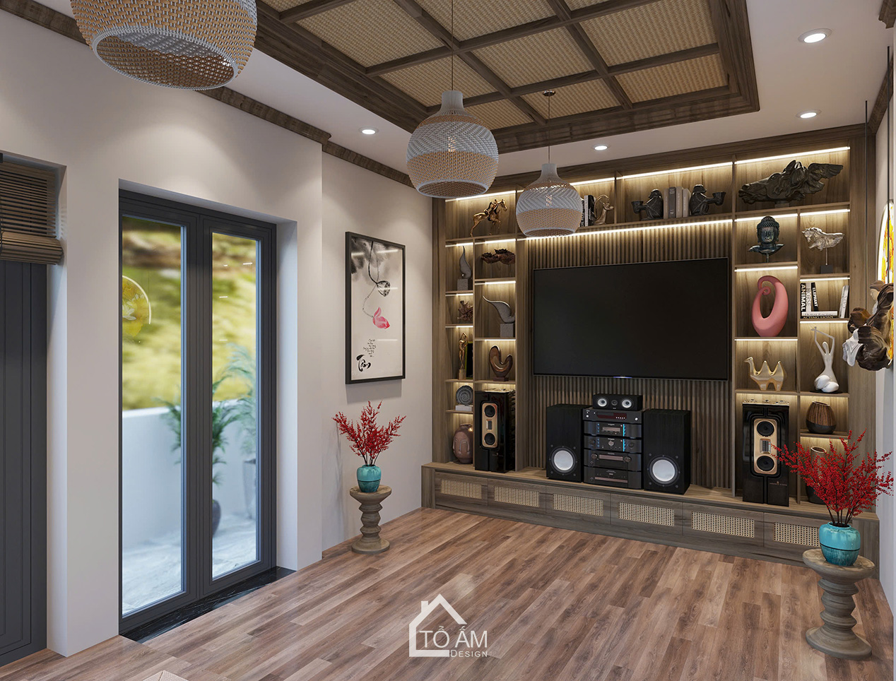 Phòng thưởng trà yên bình, sang trọng – Thiết kế 3D nhà phố Art Décor Yên Nghĩa - Tổ Ấm Design