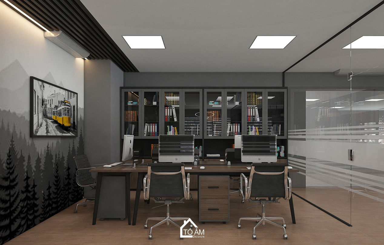 Thiết kế 3D văn phòng công ty may XNK HƯƠNG SƠN - Tổ Ấm Design - Kiến tạo không gian - Chữa lành cảm xúc