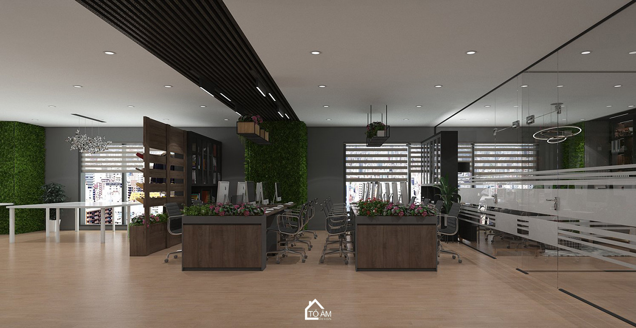 Thiết kế 3D văn phòng công ty may XNK HƯƠNG SƠN - Tổ Ấm Design - Kiến tạo không gian - Chữa lành cảm xúc