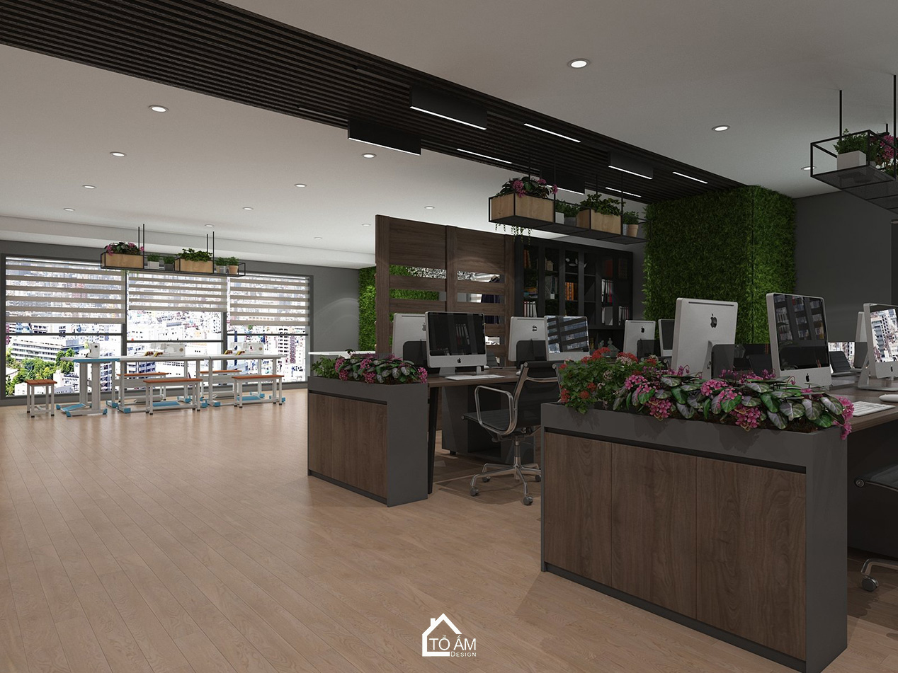 Thiết kế 3D văn phòng công ty may XNK HƯƠNG SƠN - Tổ Ấm Design - Kiến tạo không gian - Chữa lành cảm xúc