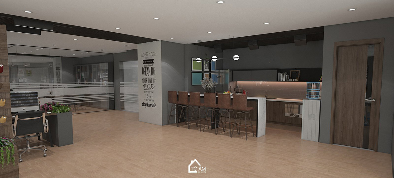 Thiết kế 3D văn phòng công ty may XNK HƯƠNG SƠN - Tổ Ấm Design - Kiến tạo không gian - Chữa lành cảm xúc