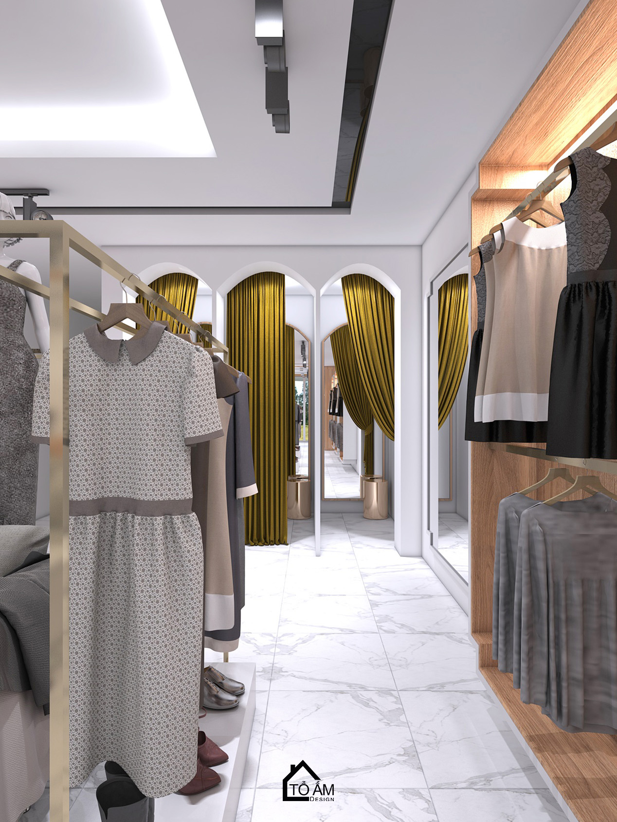 3D Nội thất cửa hàng thời trang - Tổ Ấm Design - Kiến tạo không gian - Chữa lành cảm xúc