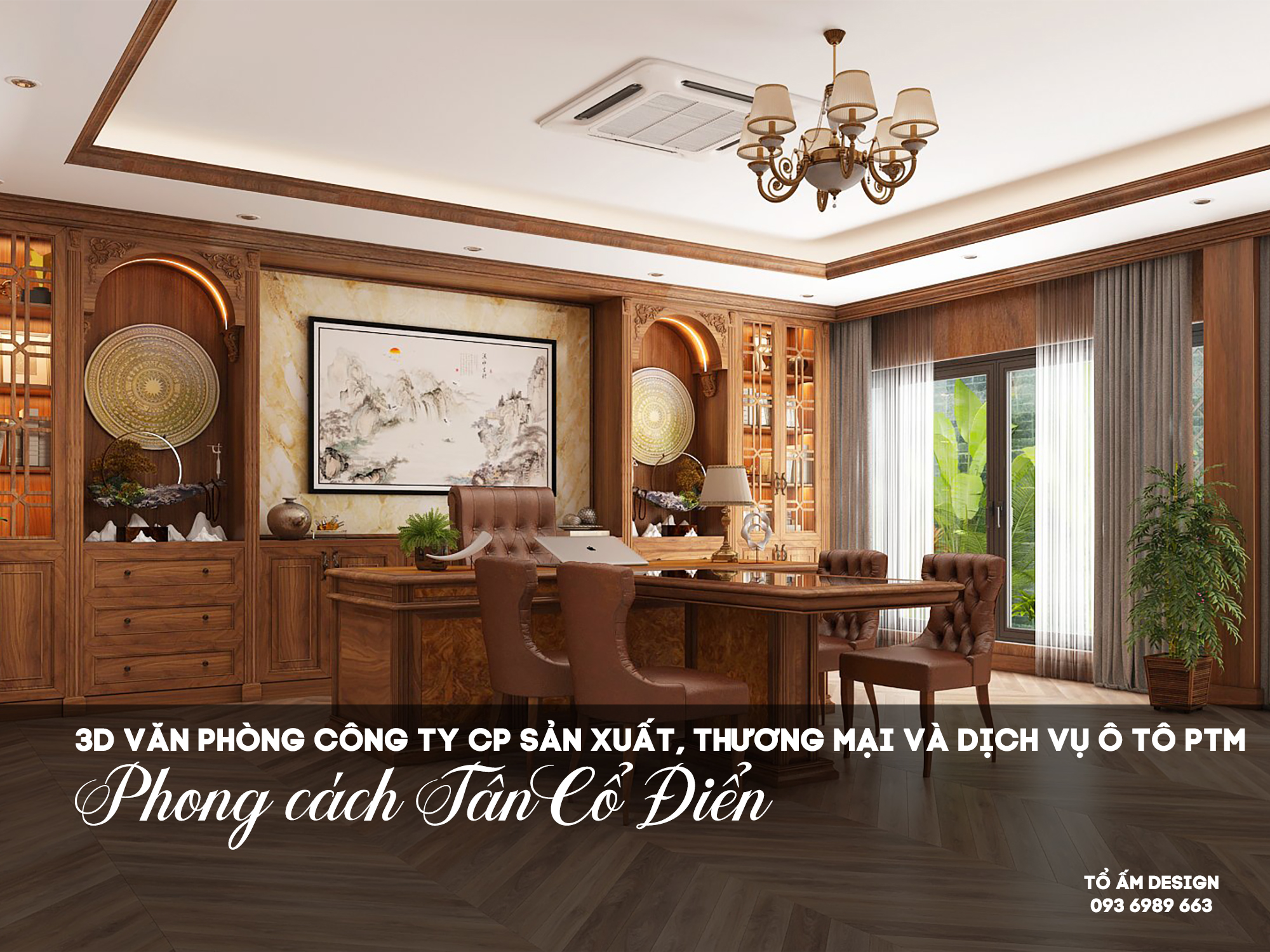 Thiết Kế 3D Nội Thất Văn Phòng Công Ty PTM | Không Gian Tân Cổ Điển Sang Trọng, Khẳng Định Vị Thế Doanh Nghiệp