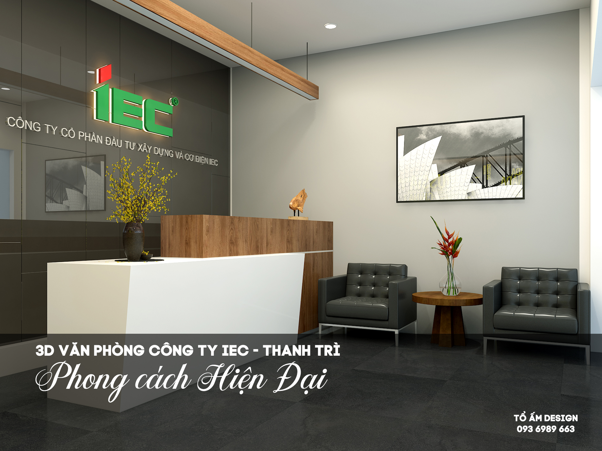 Thiết kế 3D nội thất văn phòng công ty IEC | Không gian hiện đại, sang trọng và chuẩn mực cho doanh nghiệp