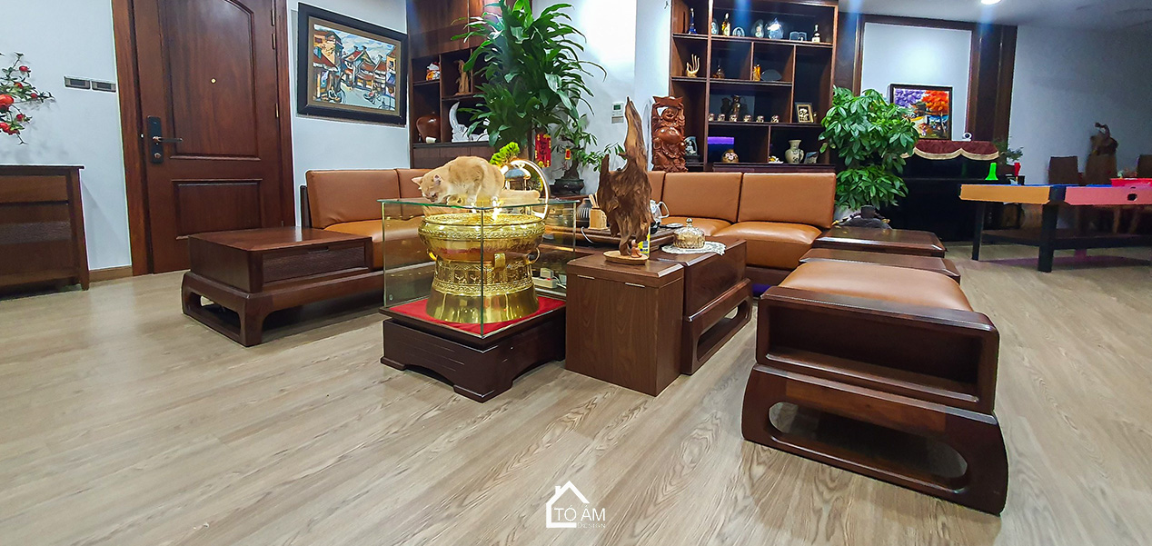 Phòng khách – Trung tâm kết nối của chung cư 3 ngủ Cầu Giấy - Hoàn thiện nội thất Chung cư 3 ngủ tại tòa 24T2, Cầu Giấy phong cách hiện đại – Tổ Ấm Design