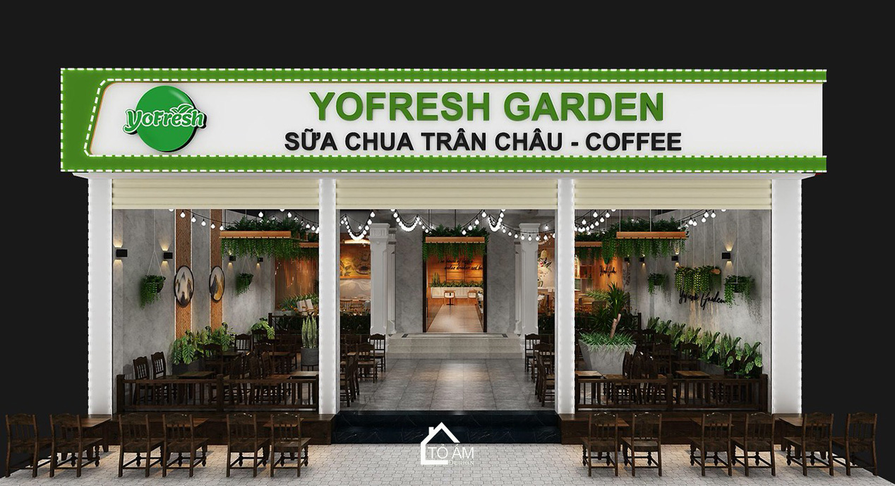 Thiết kế 3D nội thất quán cà phê Yofresh Garden – Tổ Ấm Design