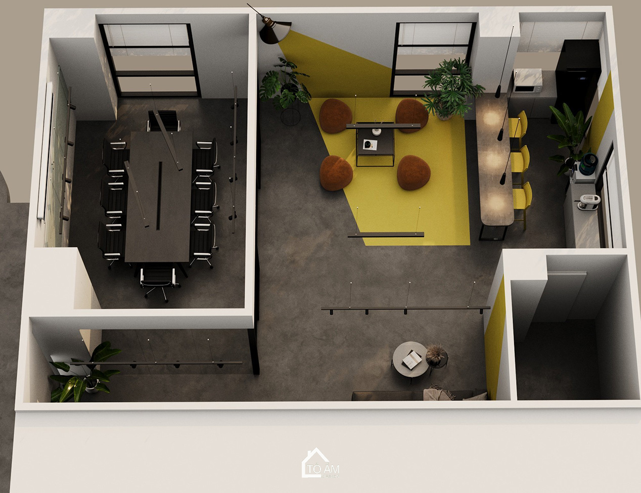 Layout nội thất - 3D nội thất văn phòng công ty SNP – Tổ Ấm Design