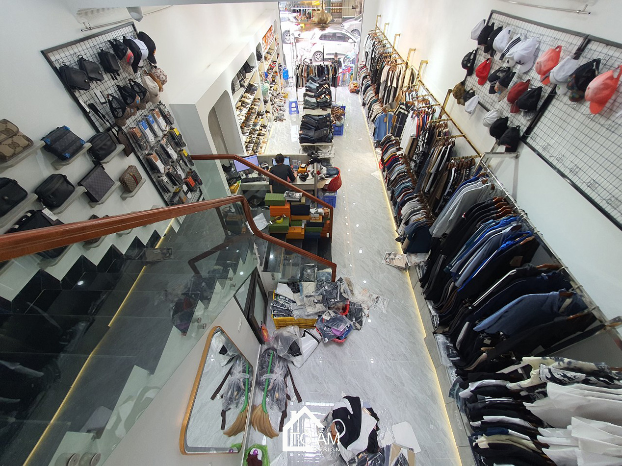 Tầng 1 – Nội thất Không gian dịch vụ / shop thời trang hiện đại - Hoàn thiện Nhà phố 5 tầng chữa lành tại Móng Cái - Tổ Ấm Design
