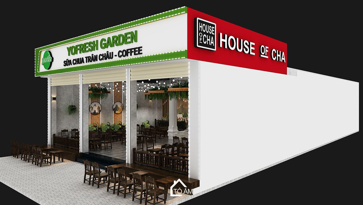 Thiết kế 3D nội thất quán cà phê Yofresh Garden – Tổ Ấm Design