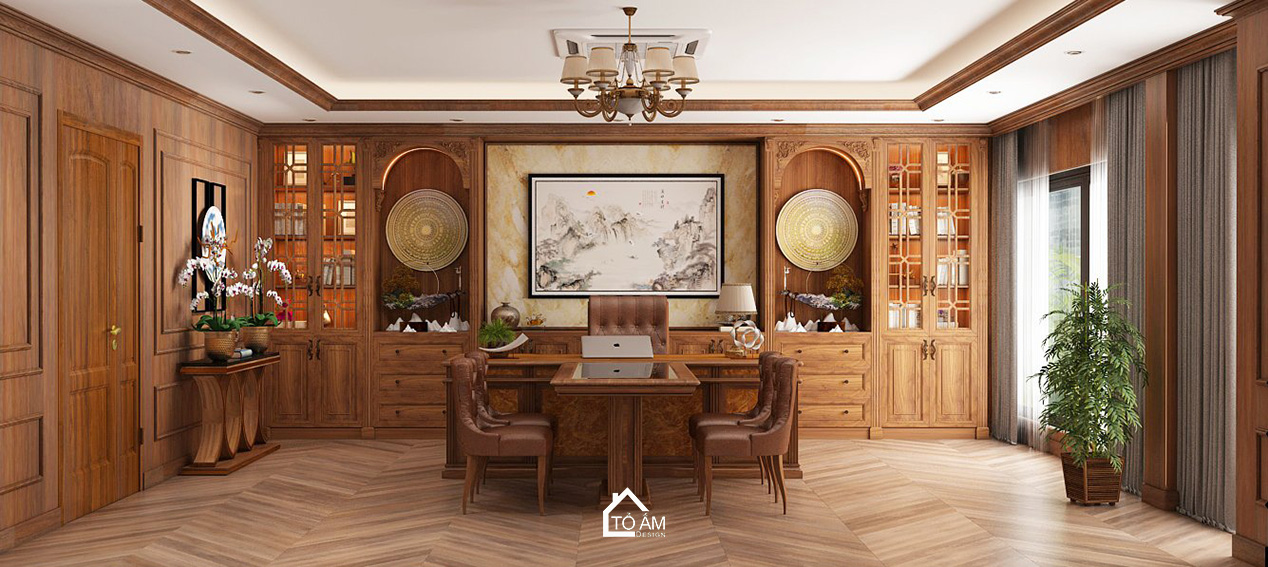 Phòng Chủ tịch phong cách tân cổ điển - 3D nội thất văn phòng công ty PTM – Tổ Ấm Design