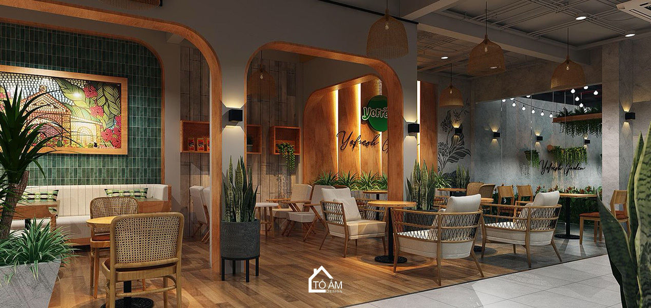 Thiết kế 3D nội thất quán cà phê Yofresh Garden – Tổ Ấm Design