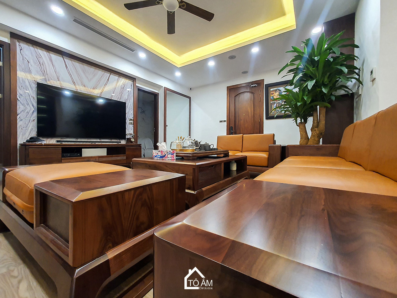 Phòng khách – Trung tâm kết nối của chung cư 3 ngủ Cầu Giấy - Hoàn thiện nội thất Chung cư 3 ngủ tại tòa 24T2, Cầu Giấy phong cách hiện đại – Tổ Ấm Design