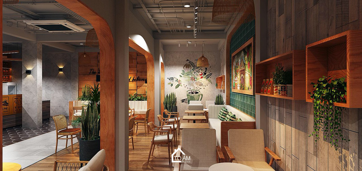 Thiết kế 3D nội thất quán cà phê Yofresh Garden – Tổ Ấm Design