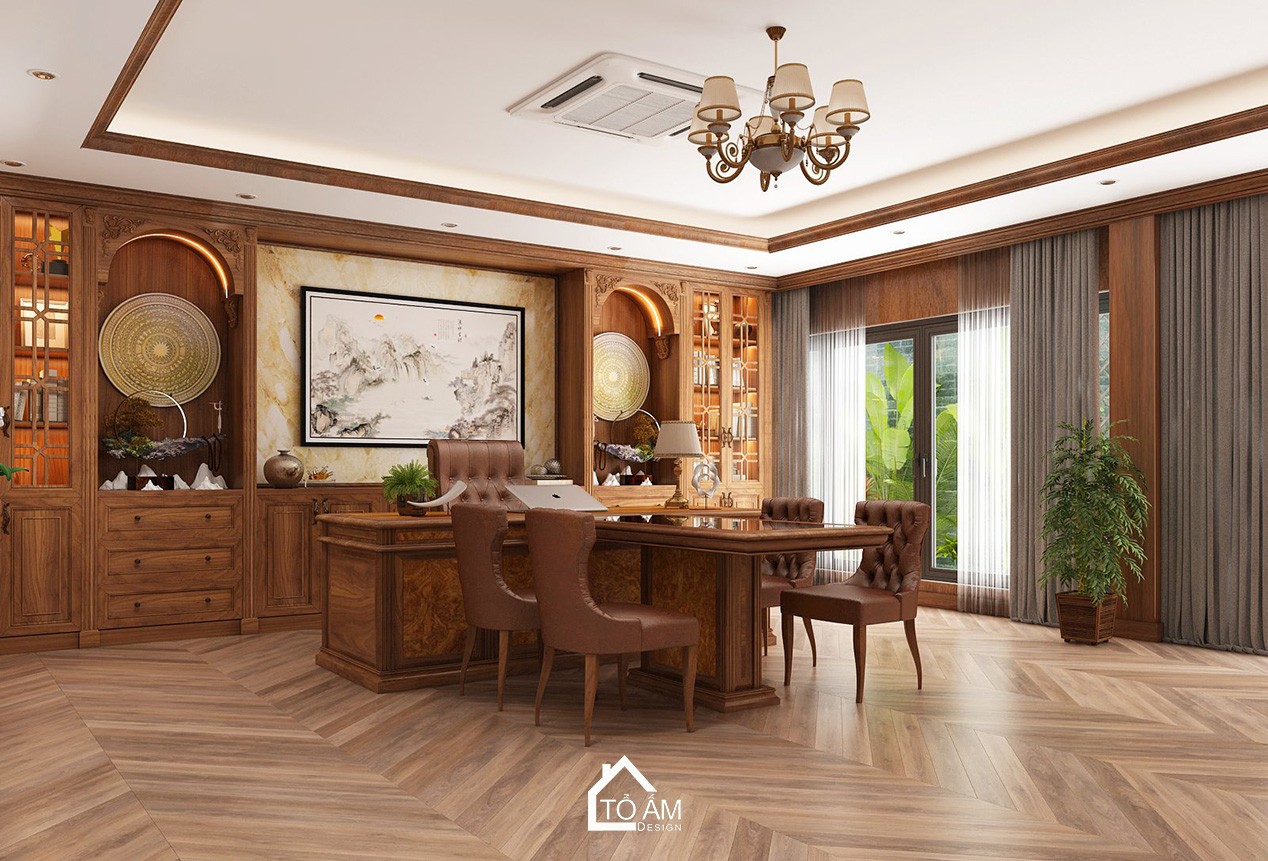 Phòng Chủ tịch phong cách tân cổ điển - 3D nội thất văn phòng công ty PTM – Tổ Ấm Design