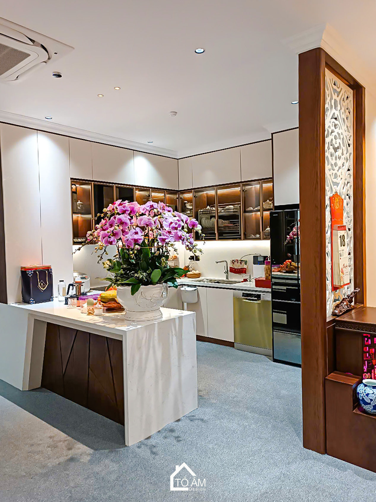 Phòng bếp kết hợp phòng ăn: Gắn kết và tiện nghi - Hoàn Thiện Nội Thất Nhà Phố 3 Tầng tại Yên Nghĩa, Hà Đông - Tổ Ấm Design